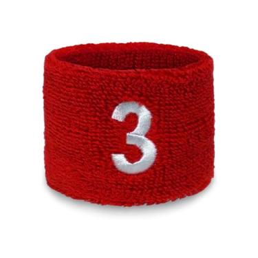 Imagem de Couver Pulseira unissex esportiva vermelha/atlética com bordado numérico, número 3, 10 x 7,6 cm, 1 peça