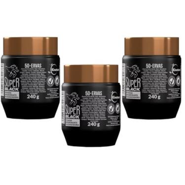 Imagem de Kit Super Black 50 Ervas, Pomada Massageadora, 3 Unidades, 240g Cada