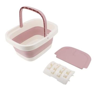 Imagem de Banheira Dobrável para Pés, Bacia de Massagem Portátil Com Alça Inferior Texturizada para Pés Relaxantes, Imersão e Lavagem de Pés Em Casa, Viagens e Uso Ao Ar Livre (PINK)
