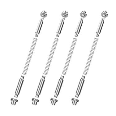 Imagem de Kit de 4 conjuntos de pinos de dobradiça de porta de aço e ferro K 5131, 8 pinos de dobradiça de ferro, 8 tampas de bucha, 4 molas de aço, conjunto de pinos de dobradiça de tela e porta de tempestade