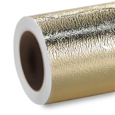 Imagem de HTVRONT Vinil permanente texturizado metálico, vinil autoadesivo cromado champanhe 30,5 cm x 1,8 m compatível com máquina de corte Cricut, silhueta, cortadores de camafeu, placas, scrapbooking (ouro