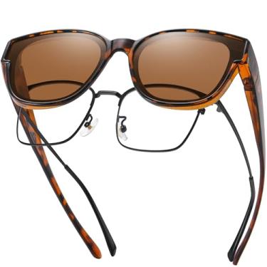 Imagem de DUCO Óculos de sol polarizados para homens e mulheres, design olho de gato, proteção UV, moderno, redondo, óculos escuros DC8982, Armação de tartaruga marrom, lente marrom, common