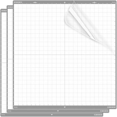 Imagem de Tapetes de corte de 61 cm x 61 cm para Silhouette Cameo 4 Pro, 60 x 61 cm, pacote com 3 tapetes de substituição de adesivos resistentes cinza compatíveis com a máquina Silhouette Cameo Pro MK II