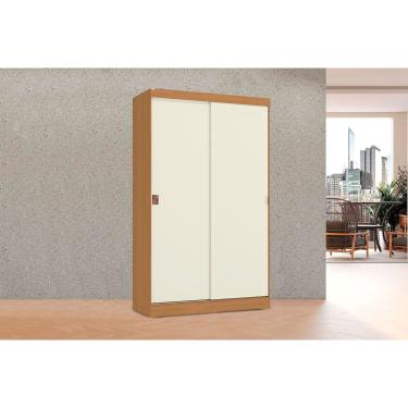 Imagem de Guarda Roupa Solteiro 2 Portas de Correr e 2 Gavetas R588 Canela/Off White - Kappesberg
