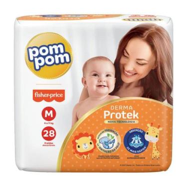 Imagem de Fralda Pom Pom Derma Protek Tamanho M com 28 Fraldas Descartáveis, M, 