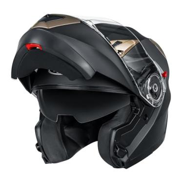 Imagem de Capacete YEMA unissex adulto motocicleta modular DOT aprovado YM-925 motocicleta Casco Moto Street Bike Racing capacete com viseira solar Bluetooth espaço para jovens homens e mulheres (preto fosco, GG)