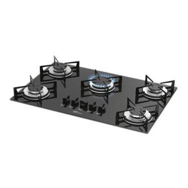 Imagem de Fogao cooktop fischer 5q gas mesa vidro preto, Bivolt