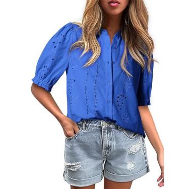 Imagem de Blusas de verão Dokotoo Fashion Casual com decote em V para mulheres a