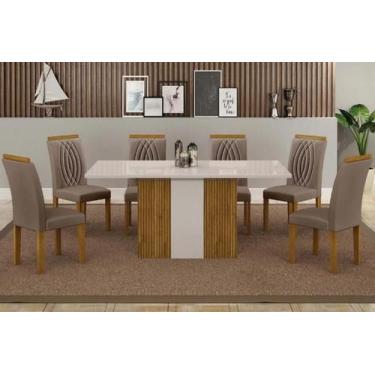 Imagem de Mesa Doha 1,60 Decor/Off Tampo Off C/Vidro 6 Cadeiras Doha - Leifer Mó