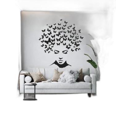 Imagem de Adesivo De Parede Mulher E Borboletas