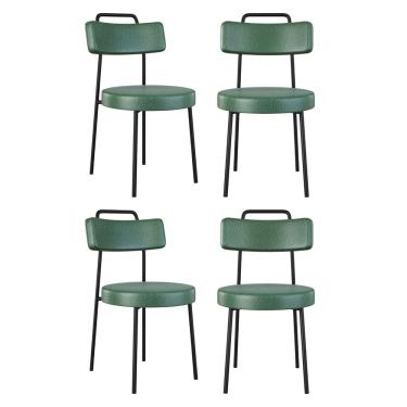 Imagem de Kit 04 Cadeiras Sala de Jantar Kobe Estofada com Encosto Couríssimo Verde - Desk Design