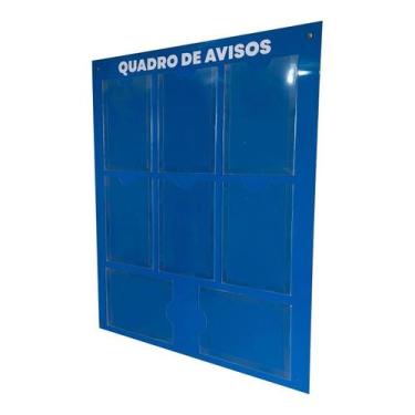 Imagem de Quadro De Aviso Gestão 8 Displays A4 Em Acm Azul Telecom - DC Mult-Míd