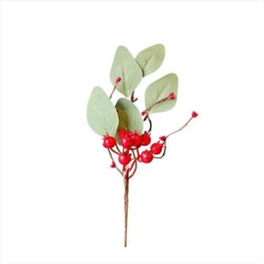Imagem de Galho Pick Romã Berry Folhagem Enfeite Árvore Natal 30CM 6UN - Magizi