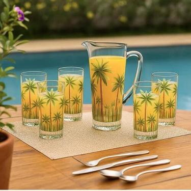 Imagem de Jogo de jarra com copos Cristal Wolff Palm Tree 7 peças