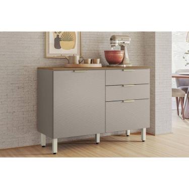 Imagem de Balcão de Cozinha c/ Tampo Alba c/ 2 Portas e 2 Gavetas 120cm Amendola/Nude Prime TX - Demóbile