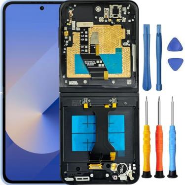 Imagem de Foufinin Substituição de tela para Samsung Galaxy Z Flip 6 para Samsung Z Flip 6 5G com moldura SM-F741W SM-F741U Display LCD Touch Digitizer Assembly com ferramentas preto 6,7 polegadas