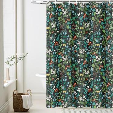 Imagem de WELTRXE Cortina de chuveiro floral colorida, cortinas de chuveiro rústicas para decoração de banheiras de banheiro, tecido impermeável de poliéster com 12 peças de ganchos, 182 x 182 cm