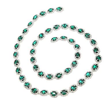 Imagem de Cadeia de de 1 Jardas, 1 Jardas de Nutrinho de Cristal de Cristal de,5 Cm de Largura de Largura Malaquita Verde Oval Oval Tira de Tira de de Corte Manual Correios de Garra de Criados à Mão