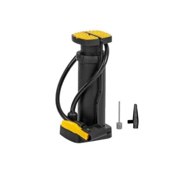 Imagem de Bomba de Ar Manual com Pedal, para Bolas e Pneus, com 2 Bicos Adaptadores, Preto e Amarelo