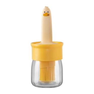 Imagem de Garrafa dispensadora de óleo com escova de 200 ml – Dispensador de azeite de oliva de vidro para cozinha, escova de silicone resistente ao calor para cozinhar, churrasco, fritar, assar, molho