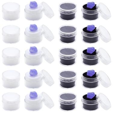 Imagem de 20 peças, 2 cores, pequena caixa de exibição de pedras preciosas soltas de 3,15 cm, caixas de presente de plástico de diamante com almofadas de esponja para anéis, pedras preciosas, embalagem de