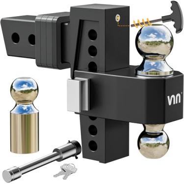 Imagem de VNN Recetor de engate de 2,5 polegadas - engate de reboque de queda de 15 cm preto intercambiável 3 suporte de bola sólida 3 cm, 5.1 cm, 2-5/40.6 cm (8.4 kg GTW), reboque de alumínio resistente com