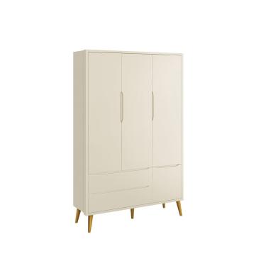 Imagem de Guarda-roupa Retrô 3 Portas Théo New Areia Fosco Com Madeira - Reller