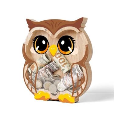 Imagem de Uniwooder Cofrinhos Qwl de madeira para crianças, cofrinho interessante para meninos e meninas, caixa de dinheiro inquebrável para meninos e meninas, grande pote de moedas para aniversário, decoração