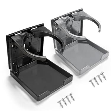 Imagem de 2 peças de suporte de copo dobrável ajustável para barco, carro, trailer, suporte universal para bebidas com parafusos, serve na maioria das canecas e garrafas para caravana marítima, caminhão, van