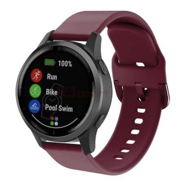 Imagem de Pulseira de Silicone Fecho Colorido Marca 123Smart Compativel com GT2 3 4 46mm GT Runner 46mm Venu 2 Venu 3 45mm Vivoactive 4 5 45mm Forenrunner 255 (22mm, Vinho)
