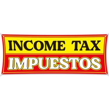 Imagem de Remagr Placa de vinil Impuestos Impuestos de Imposto de Renda com 4 Furos 1 fita para pendurar em ambientes internos e externos para promover negócios de serviços de imposto de renda com ilhós de