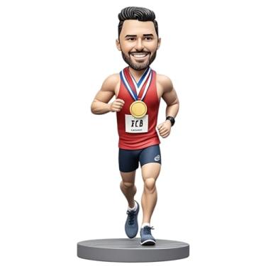 Imagem de Corredor personalizado com medalha de ouro, estatueta de atleta de argila de polímero esculpida à mão, presente de maratona exclusivo para homens e mulheres, decoração de mesa de troféu de conquista