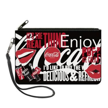 Imagem de Carteira Coca-Cola, Zip Clutch, Coca Cola Its The Real Thing Collage Preto Vermelho Branco, Lona