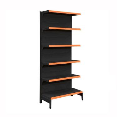 Imagem de Gôndola Prateleira Preta Para Supermercado 6 Níveis 40x30 New Plus 2,00 Parede Inicial Pe Laranja - Sa Gôndolas