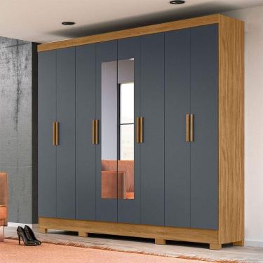 Imagem de Guarda Roupa de Casal com Espelho 236x212cm Diplomata Moval Freijó Cinza