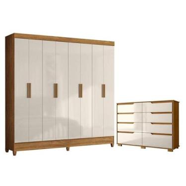 Imagem de Guarda Roupa Casal Marajó e Cômoda Georgia Freijó Off White  Moval