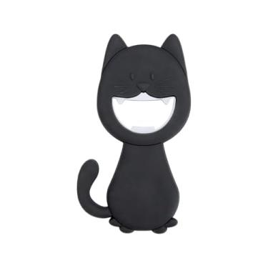 Imagem de Balvi Abridor de garrafas magnético Katy – Design de gato, montado na parede, aço inoxidável, fácil de usar com uma mão, ideal para cozinhas, bares e festas – Abridor de Botellas