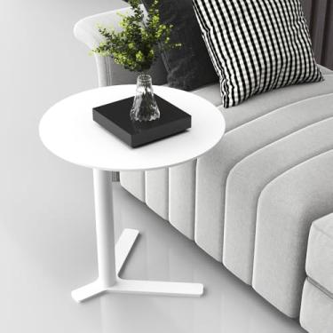 Imagem de Mesas de centro em forma de C, mesas de centro minimalistas de estética exclusiva, mesas laterais redondas multifuncionais de metal para sala de estar, quarto, sofá, varanda, sofá, pátio, jardim