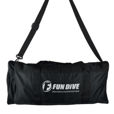 Imagem de Fun Dive Bolsa Mala de Mergulho Drenante, Preta, Poliéster e tela em PVC flexível, 86x32x34cm, com Compartimento Interno e Bolsos Externos, para Equipamentos de Mergulho