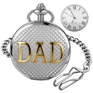 Imagem de Tiong Relógio masculino de bolso de quartzo prateado com mostrador numeral romano