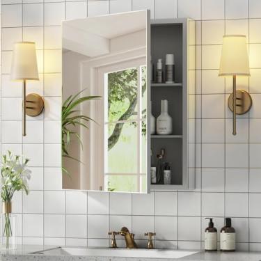 Imagem de BROBIG Armário de remédios para banheiro com espelho e luz (JG 14 x 18)