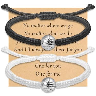 Imagem de ZKJTEARY Pulseiras esportivas para mulheres, homens, futebol, basquete, vôlei, beisebol, softball, futebol, pulseiras para mulheres, homens, preto e branco, pulseira de amizade ajustável para fãs, One