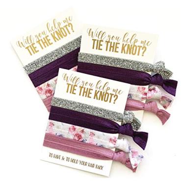 Imagem de Conjunto de pedido de dama de honra | Will you help me Tie the Knot? | Favores de laço de cabelo | Para ter e segurar seu cabelo para trás (3, WCVintageRose)