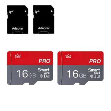 Imagem de Cartão micro SD de 16 GB cartões de memória micro SD de 16 GB com adaptador SD classe 10 cartão mini SD de alta velocidade para smartphones/câmera/tablet, pacote com 2