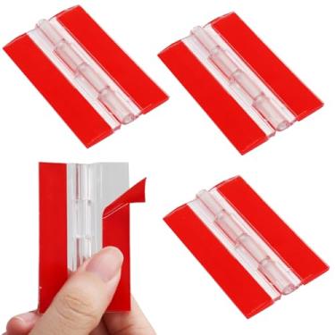 Imagem de Moicstiy 4 peças de dobradiças pequenas de acrílico, dobradiças de plástico autoadesivas, ferramentas dobráveis transparentes para artesanato, tampa de aquário, armário, móveis de vidro e suporte de