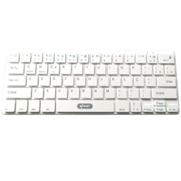 Imagem de Teclado Mini Bluetooth, USB, Compatível com Computador, Notebook, Smartphone, Tablet, Smart TV, Membrana, para Trabalho, Estudo e Games, Ergonômico, Portátil, Branco