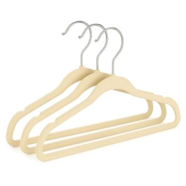 Imagem de Kit 3 Cabides de Veludo Antideslizante para Roupas – Cabides Slim com Gancho 360°, Alta Resistência, Acabamento Premium, Ideal para Camisas, Blusas, Casacos e Vestidos – Organização de Guarda-Roupa