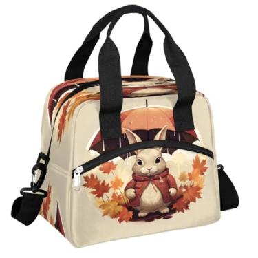 Imagem de Lancheira isolada para mulheres, homens, adultos, reutilizável, impermeável, à prova de vazamentos, guarda-chuva de coelho Ainmal, fofo, grande, refrigerador, lancheira, bolsas, bolsa de preparação de