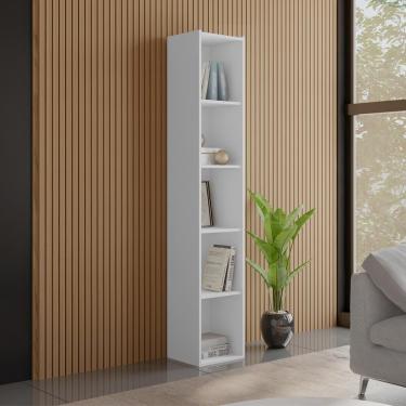 Imagem de Estante Livreiro 4 Prateleiras 185x33 Cm Janaina Branco Reajl Moveis Branco