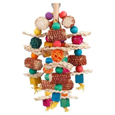 Imagem de Fenteer Brinquedo para roer para pássaros, multicolorido, acessório para gaiola de pássaros, ideal para agapornis de interior.